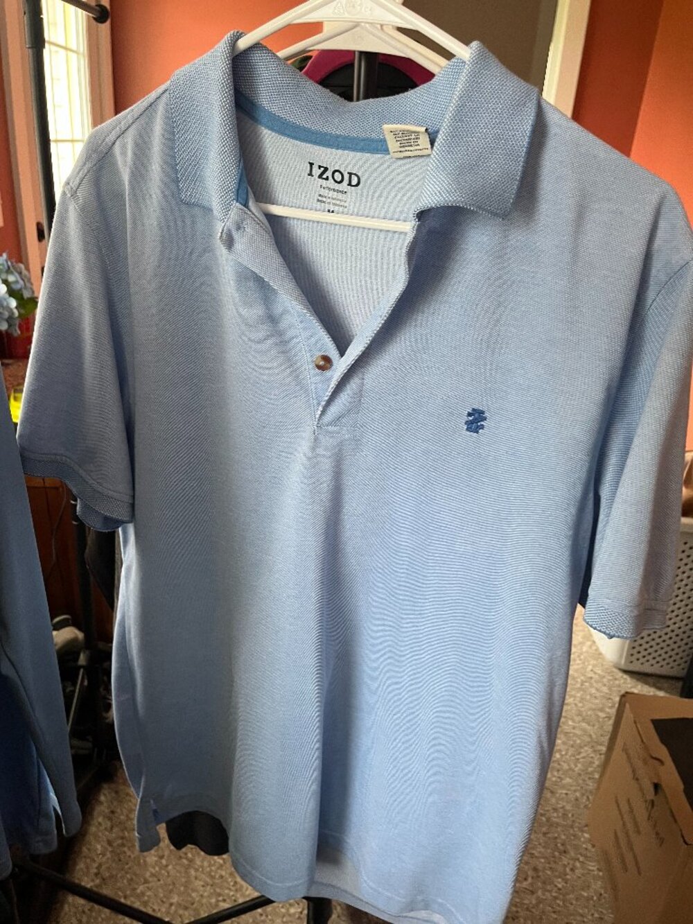 IZOD Performance Light Blue Short-Sleeve Polo Shirt Size M